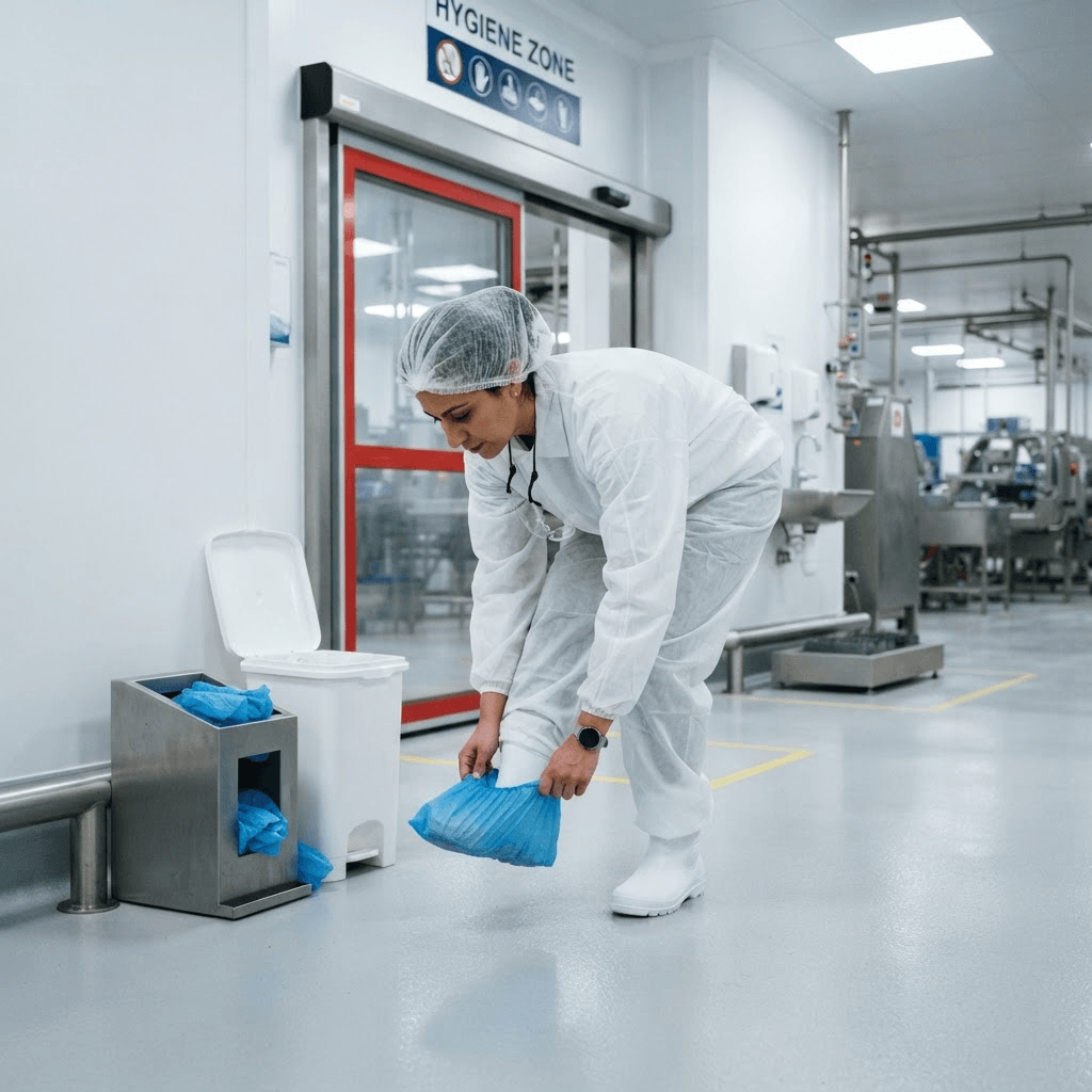 Shoe Covers in a food processing facility